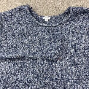 Pure Jill Womens L CrewNeck Knit Sweater Blue Marled Long Sleeve Cotton Blend